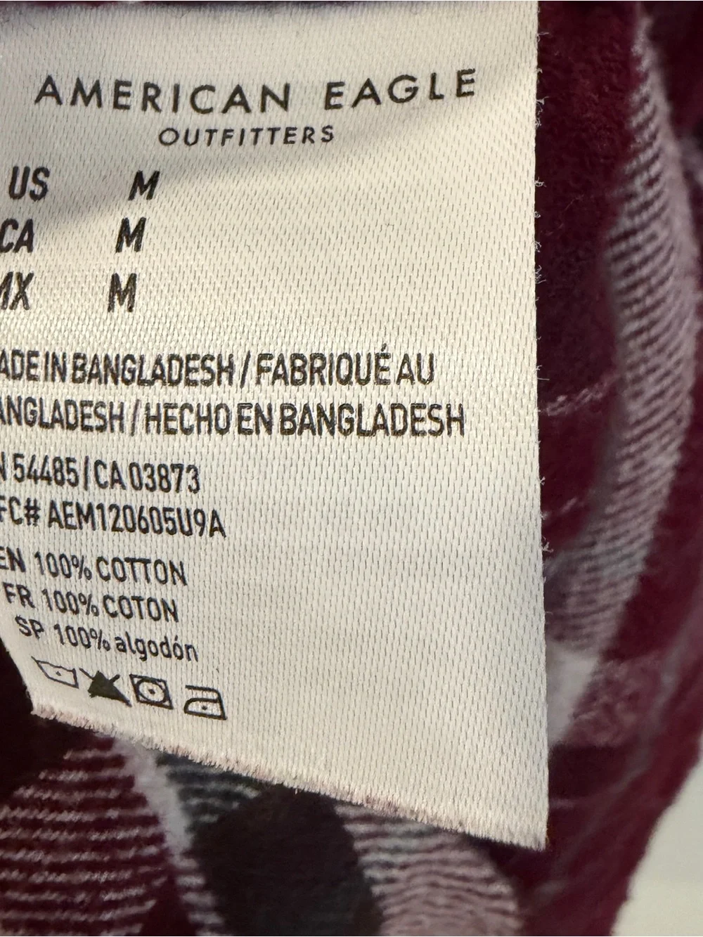 American Eagle Outfitters Women's Burgundy Plaid Button-Down Shirt